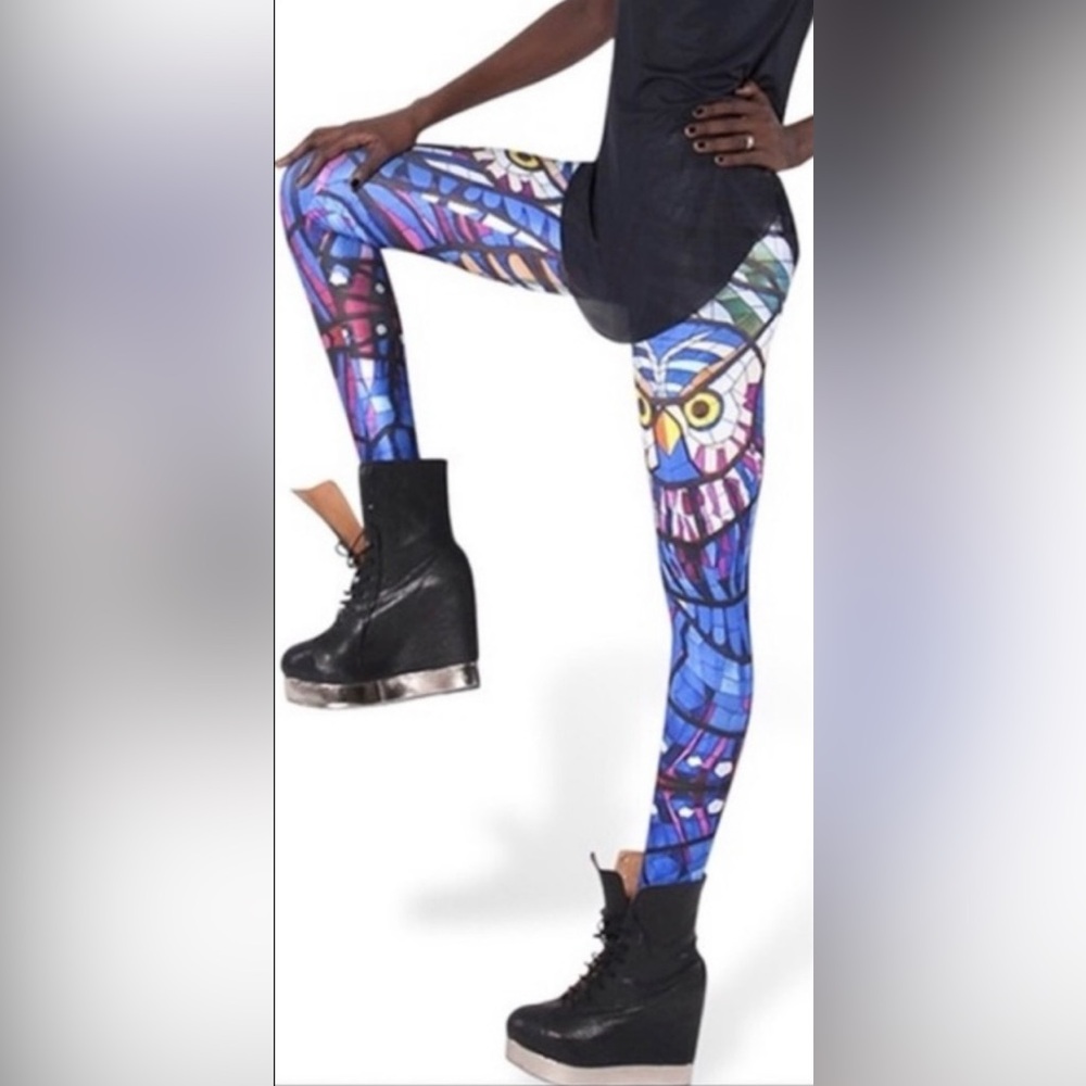 Black milk stained glass owl leggings